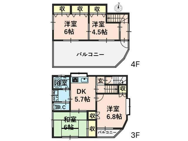 サンクレスト(4DK/3階)の間取り写真