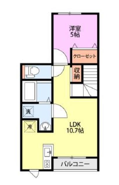 イニエ水道町(1LDK/2階)の間取り写真