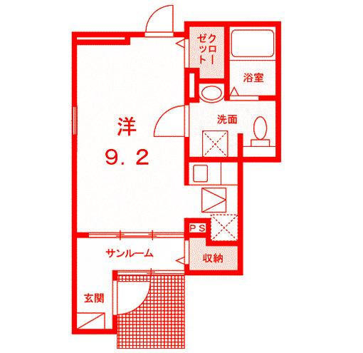 ベルガーハイツ(ワンルーム/1階)の間取り写真