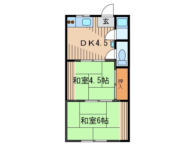 山内ハイツ(2DK/1階)の間取り写真