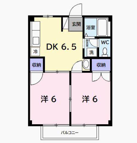 ファーストヒルズA(2DK/1階)の間取り写真