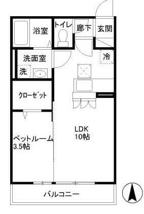 グランドソレーユ(1LDK/1階)の間取り写真