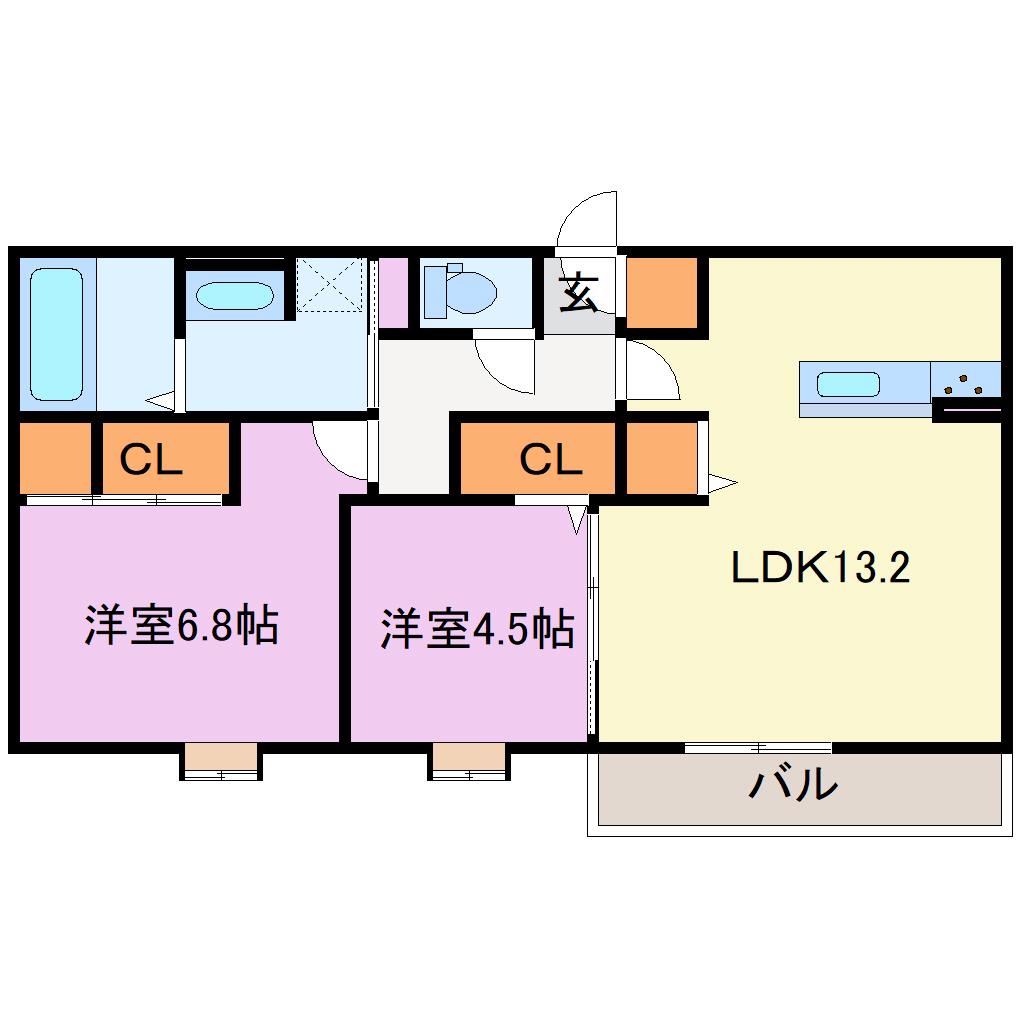 エル・スクエア(2LDK/2階)の間取り写真