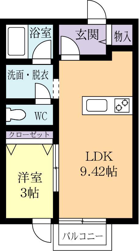 クラージュB(1LDK/2階)の間取り写真