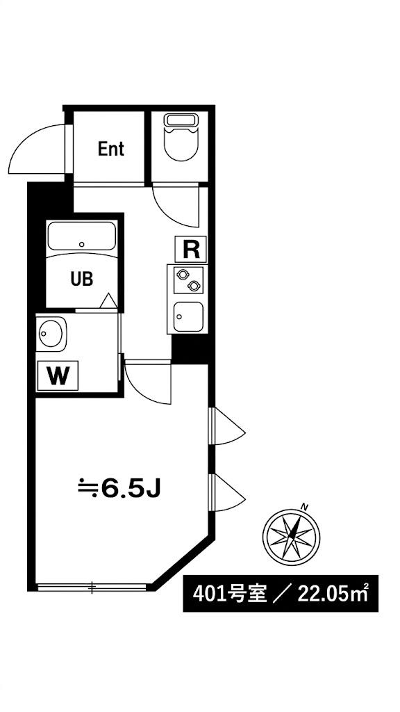 BLOOM TOWER NISHISHINJUKU(1K/4階)の間取り写真