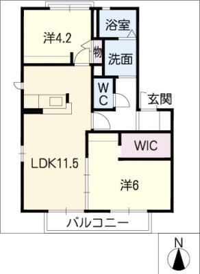 ドミール追進(2LDK/2階)の間取り写真