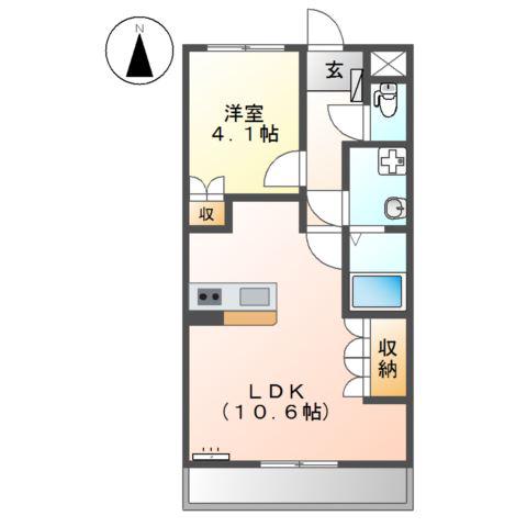 エトワール新在家(1LDK/4階)の間取り写真