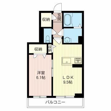 シャーメゾン小作台(1LDK/1階)の間取り写真