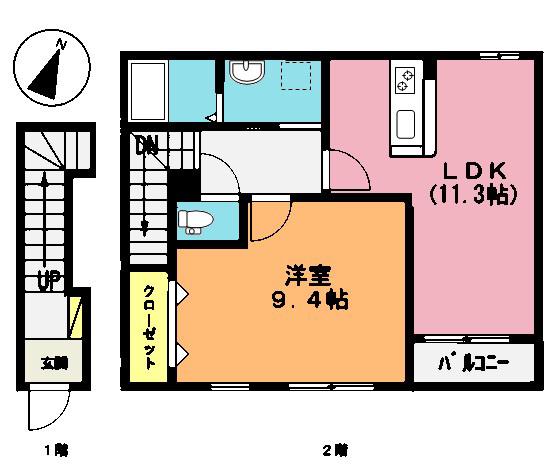 フォーエバービーチ(1LDK/2階)の間取り写真