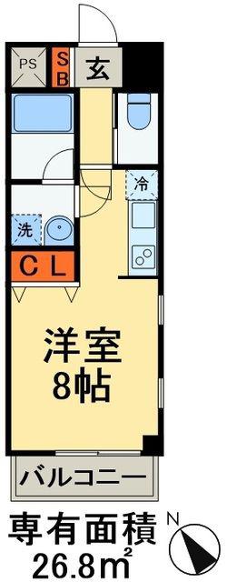 ロゼレーヌ(ワンルーム/4階)の間取り写真