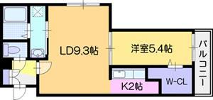 エピカリス上江別(1LDK/2階)の間取り写真