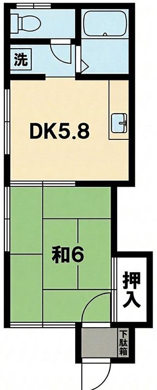 丸山荘A棟(1DK/1階)の間取り写真