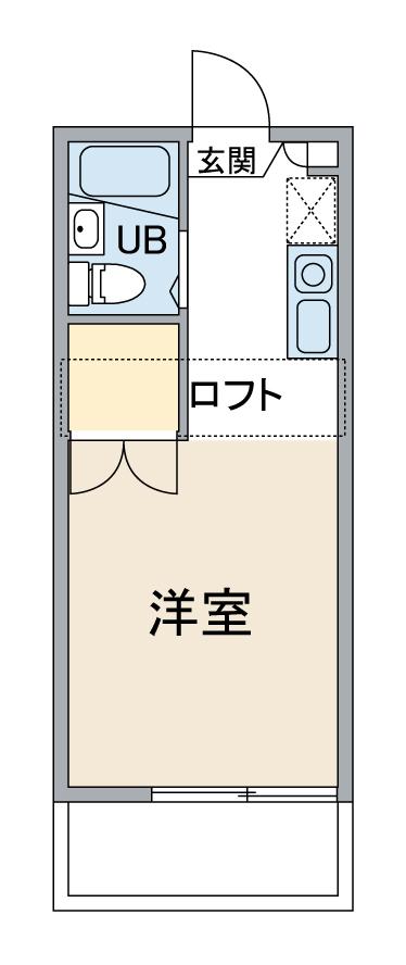 ヒルズ東山A(ワンルーム/2階)の間取り写真