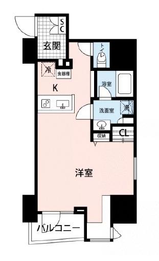 マイナビステイトワイライトヒルズ四ツ谷(ワンルーム/12階)の間取り写真