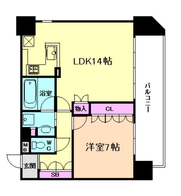 リーガル福島あみだ池(1LDK/4階)の間取り写真