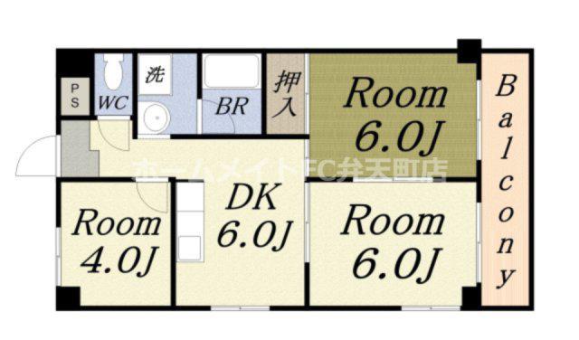 プエルト弐番館(3DK/2階)の間取り写真