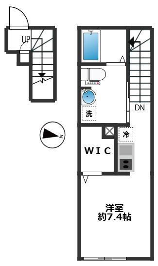 ミハス用賀(ワンルーム/2階)の間取り写真