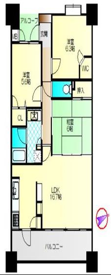 アルフィーネ久留米中央(3LDK/3階)の間取り写真