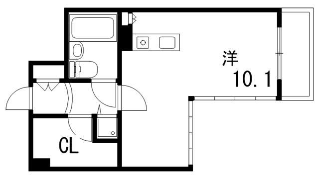 ホープ芦屋(ワンルーム/3階)の間取り写真