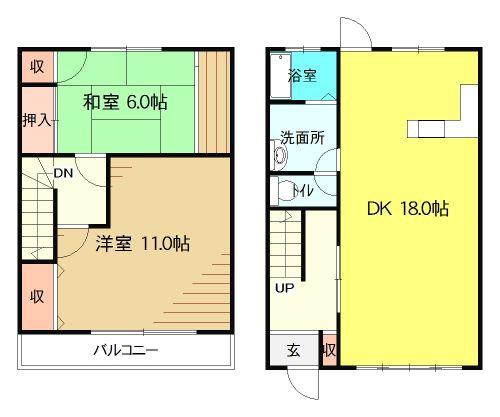 ビレッジ二本松(2LDK/1階)の間取り写真