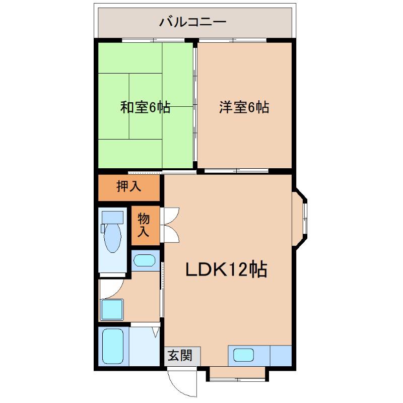 コーポスマイル(2LDK/2階)の間取り写真