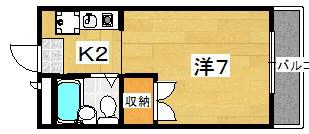 T&Iマンション(1K/2階)の間取り写真