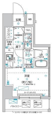 クラリッサ横浜ベーネ(ワンルーム/2階)の間取り写真