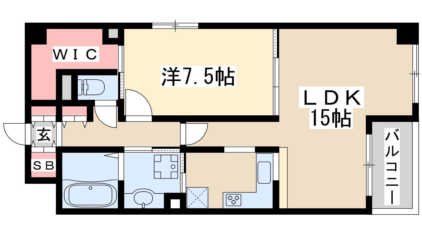 カッシア江坂(1LDK/3階)の間取り写真