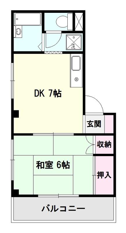 ベルセブン(1DK/3階)の間取り写真