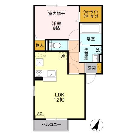 アステールII A201(1LDK/2階)の間取り写真