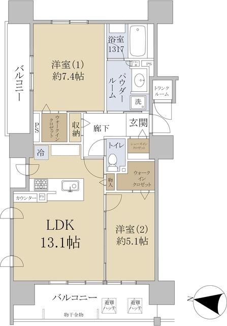 ファインシティ札幌ザ・ノースゲート(2LDK/10階)の間取り写真