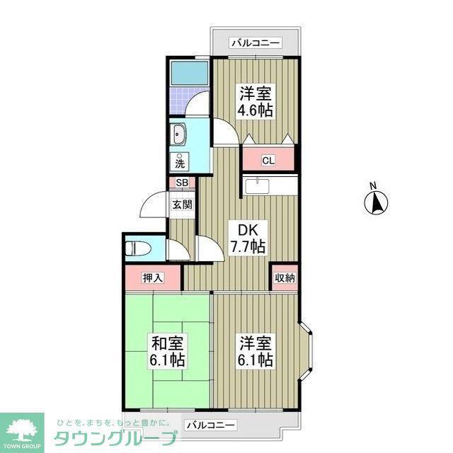 レグルス松戸B(3SDK/2階)の間取り写真