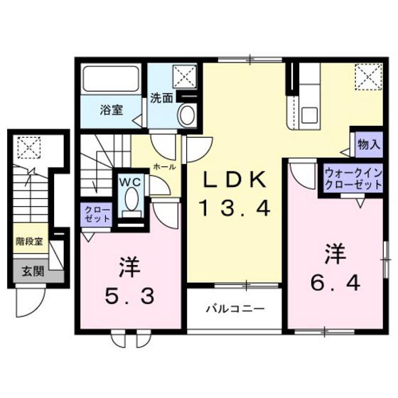 メゾン カルム(2LDK/2階)の間取り写真