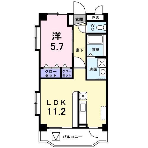 シティーハイツ高原(1LDK/2階)の間取り写真