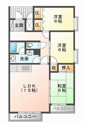 グランドメゾン・エッチェル(3LDK/2階)の間取り写真
