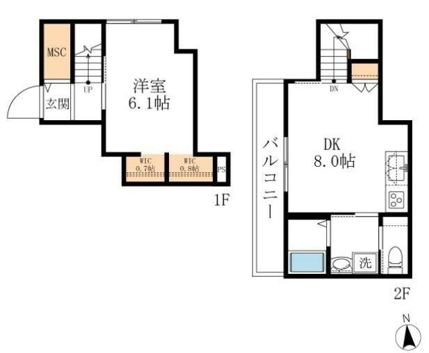 プチメゾン横山(1DK/2階)の間取り写真
