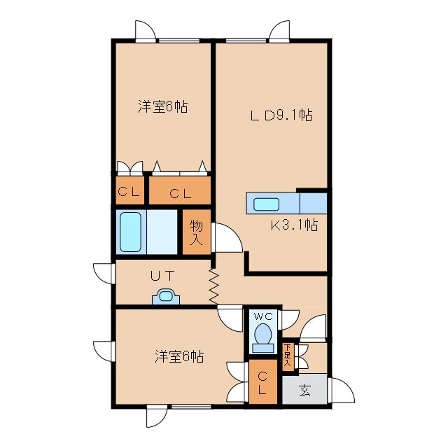 マンションSEED 3(2LDK/1階)の間取り写真