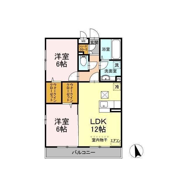 ヴェルブィル(2LDK/1階)の間取り写真
