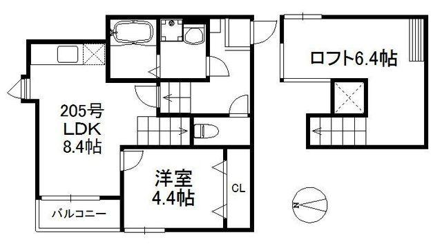 アットイーズ三苫駅前(1LDK/2階)の間取り写真