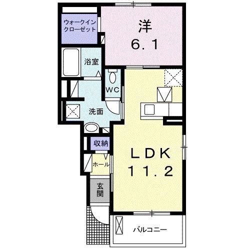 ビオーラ長田 B(1LDK/1階)の間取り写真