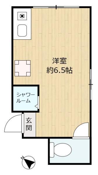 鈴大アパート(ワンルーム/2階)の間取り写真