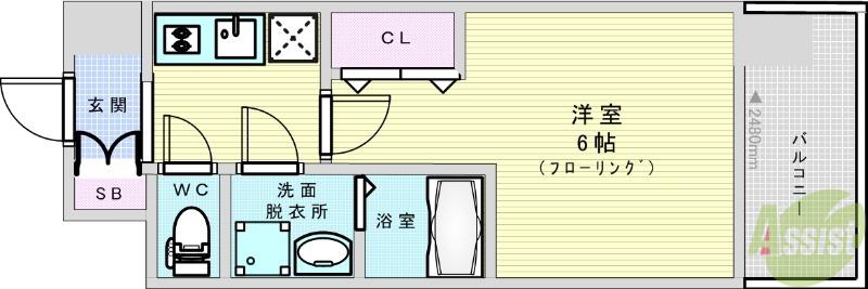 エスリードレジデンス大阪ウエスト(1K/3階)の間取り写真
