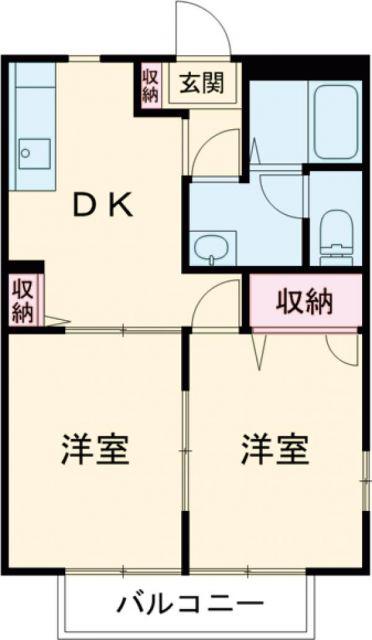 アフロディーテ(2DK/2階)の間取り写真
