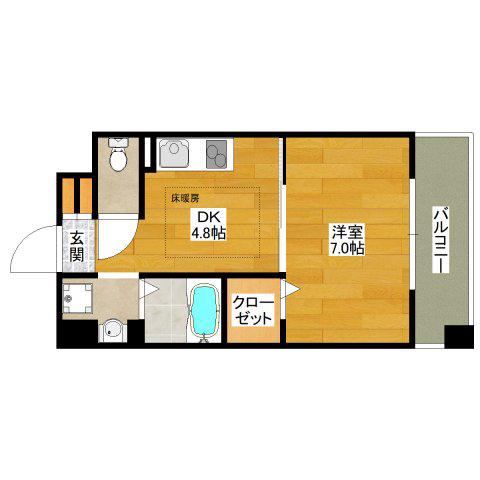第18関根マンション(1DK/6階)の間取り写真
