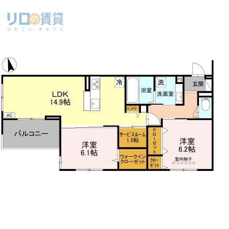 NIGAWA RESIDENCE(2SLDK/2階)の間取り写真