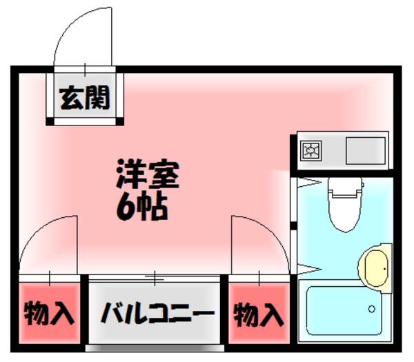 ウイング岸田(ワンルーム/2階)の間取り写真