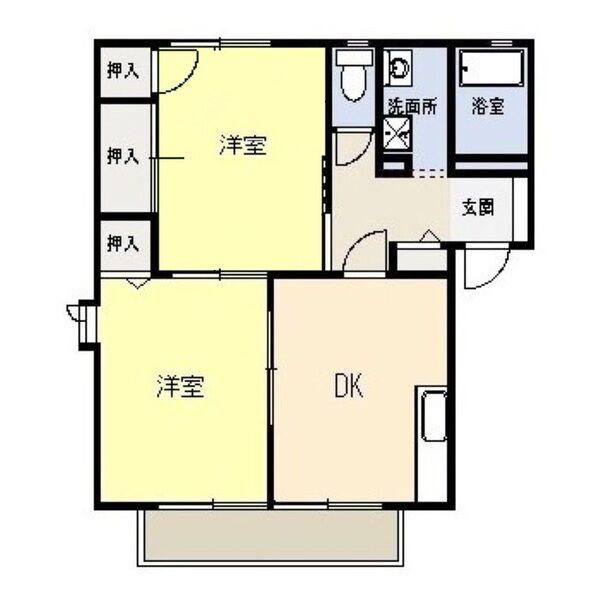 リヴェール壱番館(2DK/2階)の間取り写真