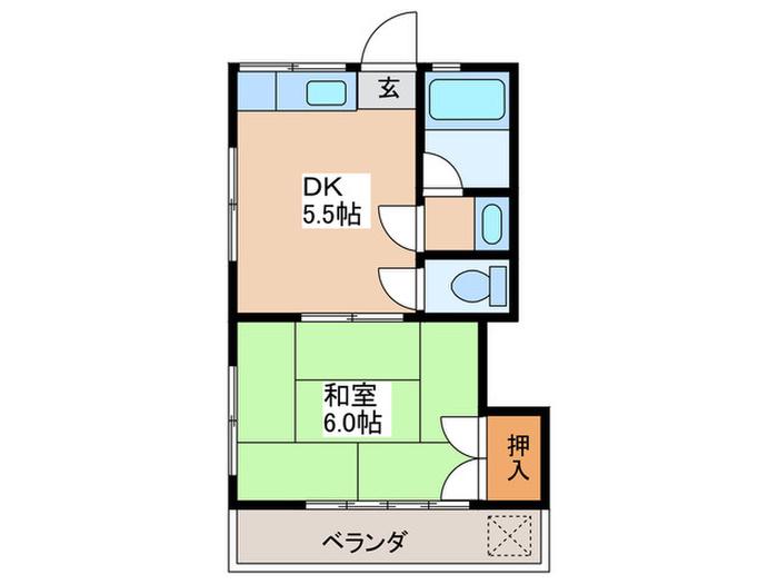 ハイムレスト(1DK/2階)の間取り写真