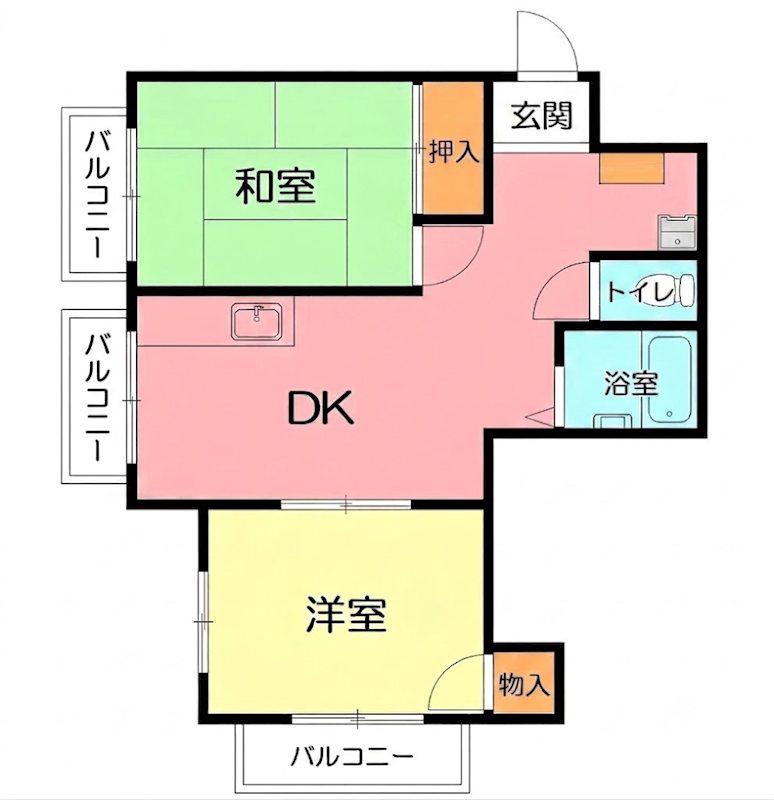 第3デンドービル(2DK/3階)の間取り写真