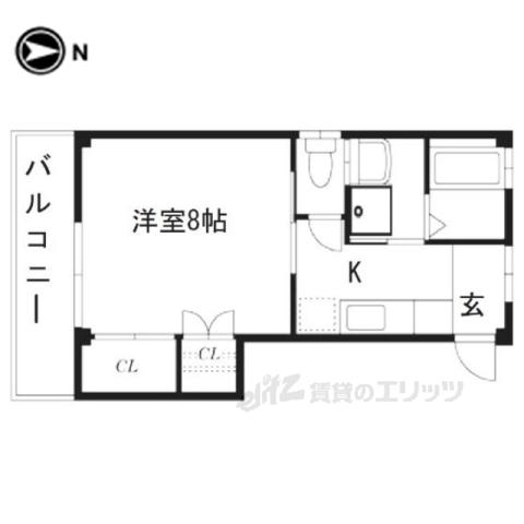 ハイムKUSAKI(1K/3階)の間取り写真